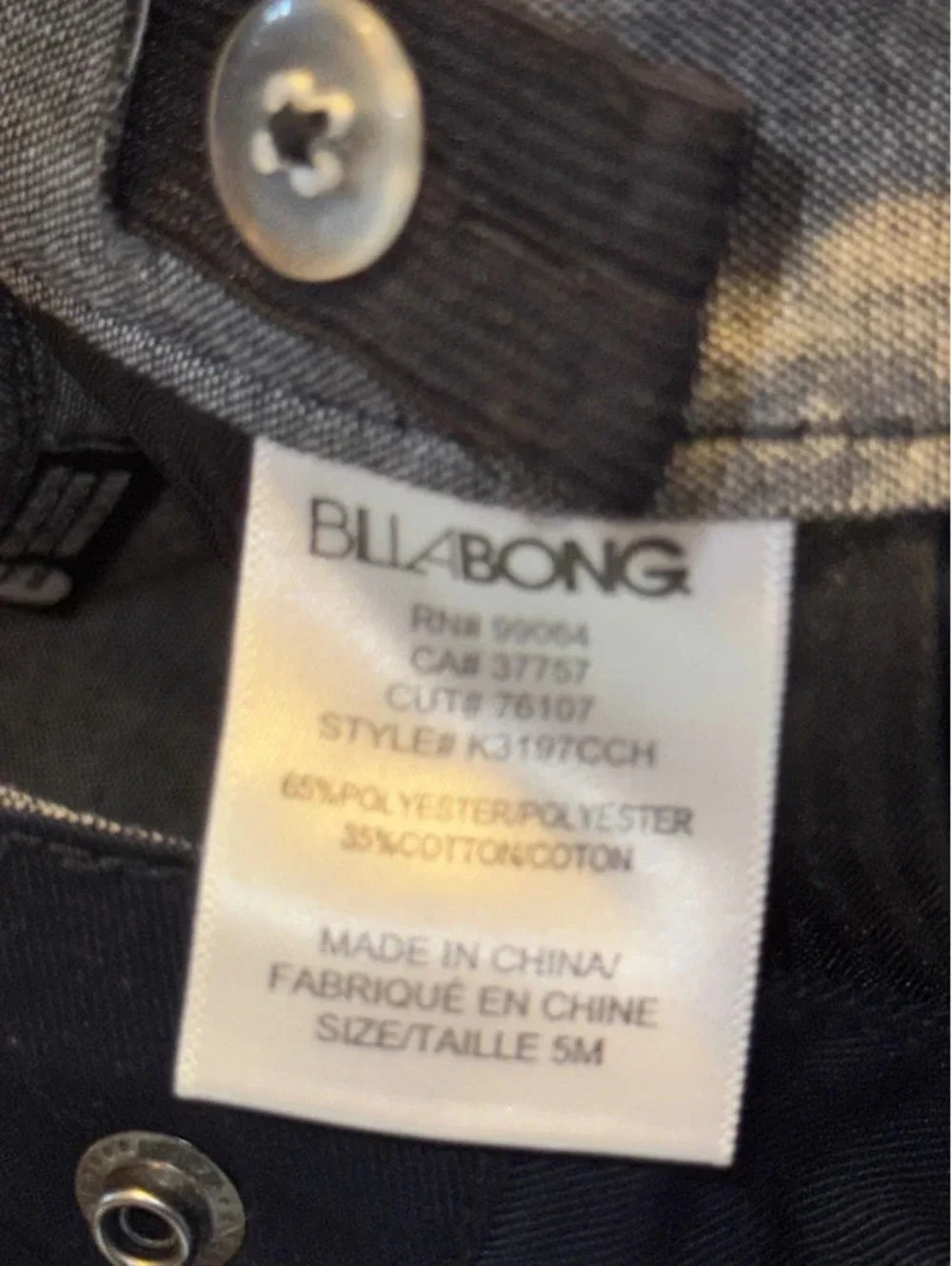 Billibong boys Navy blue pants size 5